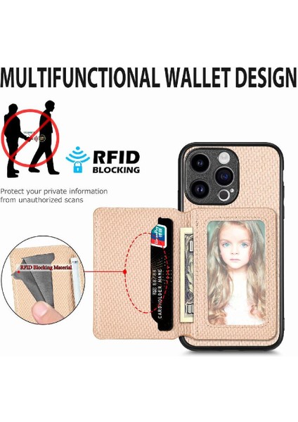 IPhone 15 Için Kılıf Pro Max Standı Fonksiyonu Manyetik Kart Tutucu Komple (Yurt Dışından)