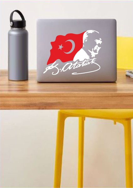 Sticker Usta Atatürk Sticker Mustafa Kemal Atatürk Gazi Başbuğ ve Türk Bayrağı Araba Oto Motosiklet Sticker 00388