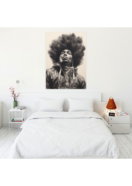 Afro Adam Kanvas Tablo - Afro, Bireysellik, Karakalem Çizim, Afro Adam, 30X50 cm