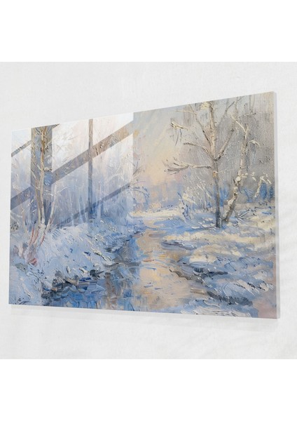 Claude Monet Duvar Dekorasyonu - Kış Manzarası - Claude Monet, Cam Duvar Sanatı, Ev Dekorasyonu, Claude Monet, 45X30 cm