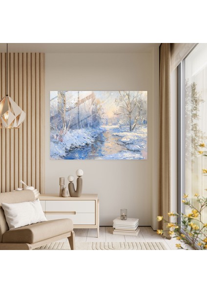 Claude Monet Duvar Dekorasyonu - Kış Manzarası - Claude Monet, Cam Duvar Sanatı, Ev Dekorasyonu, Claude Monet, 45X30 cm fiyatları