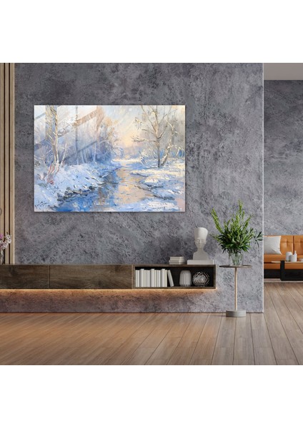 Claude Monet Duvar Dekorasyonu - Kış Manzarası - Claude Monet, Cam Duvar Sanatı, Ev Dekorasyonu, Claude Monet, 45X30 cm modelleri