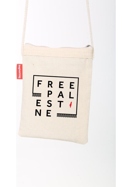Geleneksel Filistin "free Palestıne" ve Flaglı Dijital Baskılı Askılı Kanvas Bez Fermuarlı Çanta 18*25 cm