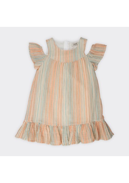 Kız Çocuk Çizgi Desenli Elbise