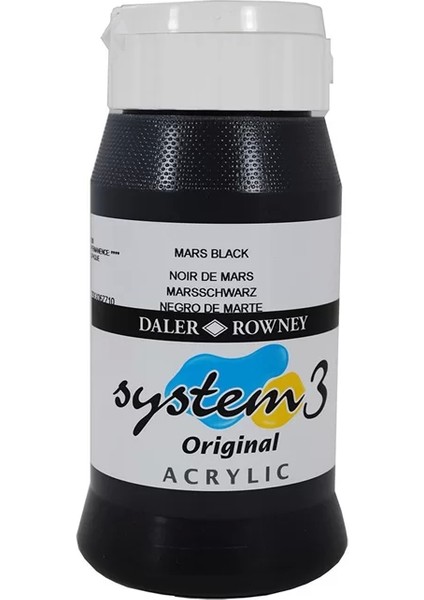 System 3 Akrilik Boya 500ML 036 Mars Black