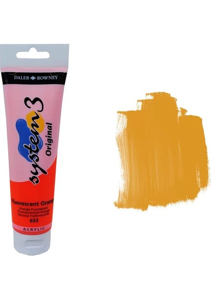 System 3 Akrilik Boya 150ML 653 Fluorescent Orange
