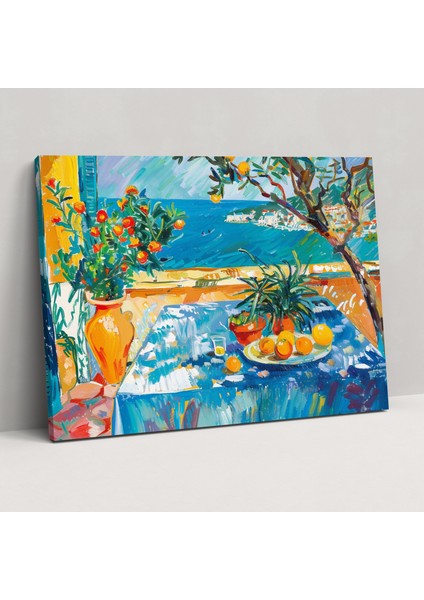 Henri Matisse Akdeniz Manzarası Kanvas Tablo - Henri Matisse, Akdeniz Manzarası, Canlı Tonlar, Ev Dekorasyonu, 50X30 cm