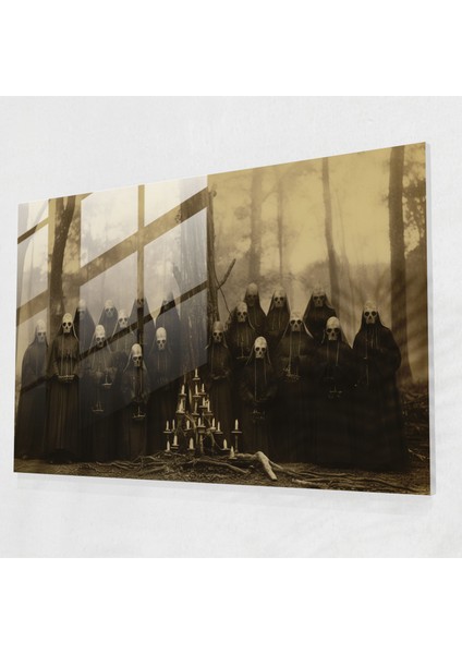 Ezoterizm Cam Baskı - Illuminati, Duvar Süslemesi, Gizemli Figürler, Cam Baskı, 45X30 cm