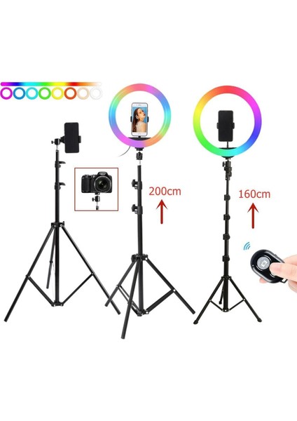 Sabitleyiciler (Tripod) Ring Fill Light LED Işıklı Tripod 10 Inç Halka Youtuber Tiktok Makyaj Işığı