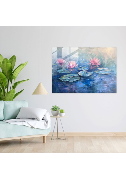 Claude Monet Cam Duvar Sanatı - Nilüferler Manzarası - Claude Monet, Modern Sanat, Claude Monet, Nilüferler, 45X30 fiyatları