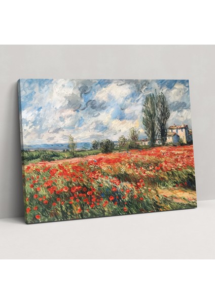 Claude Monet Gelincik Tarlası Duvar Süslemesi - Claude Monet, Duvar Dekorasyonu, Kanvas Tablo, Ev Dekorasyonu, 70X50 cm