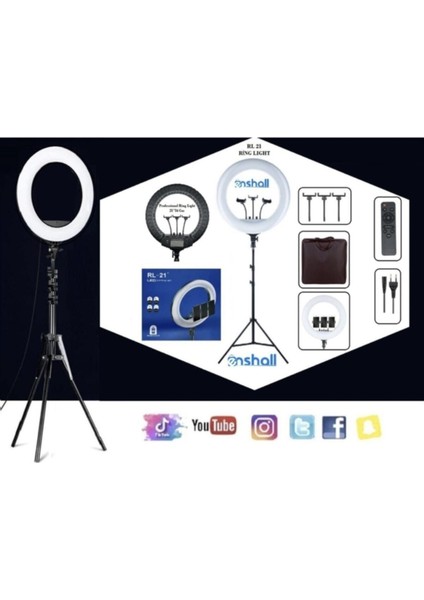 Sabitleyiciler (Tripod) Döküm Ayaklı Profesyonel Kuaför Makyaj Çekimleri 21 Inç 65W 560LED Kumandal