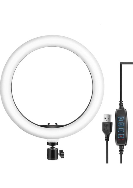 Beyaz Ring Light Youtuber Tiktok Çekim Halka Işıklı Telefon Tutucu Makyaj Işığı 10 Inç Telefon Tutu fırsatları