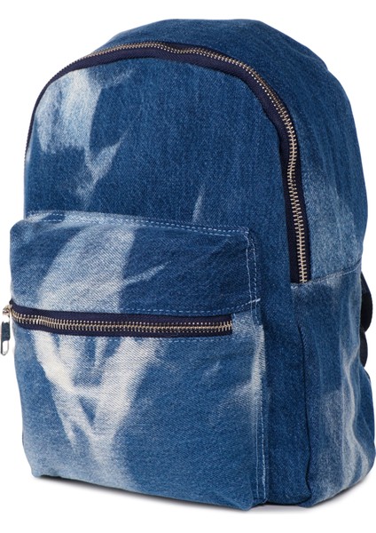 Indigo Renk Kadın Çanta, Batik Yıkamalı Tie Dye Indigo Kot Denim Kadın Sırt Çantası, Fermuarlı Çanta modelleri