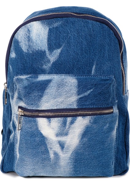 Indigo Renk Kadın Çanta, Batik Yıkamalı Tie Dye Indigo Kot Denim Kadın Sırt Çantası, Fermuarlı Çanta indirimleri