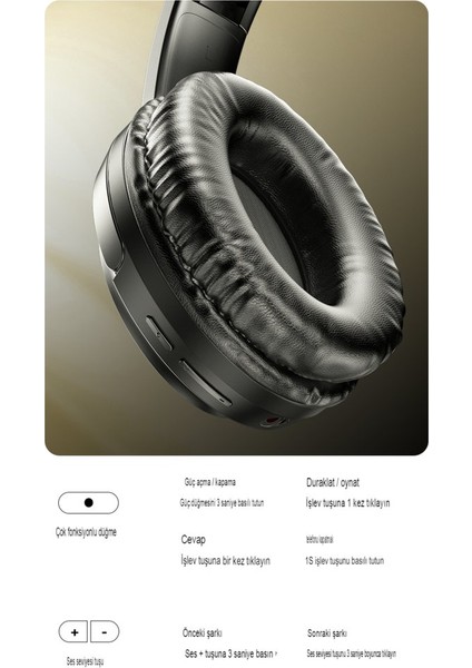 Yesido EP04 Bt 5.3 Ergonomik Tasarım Kafaüstü Bluetooth Kulaklık 250MAH Pil Kapasitesi Kulaküstü Kablosuz Headset Siyah fırsatları