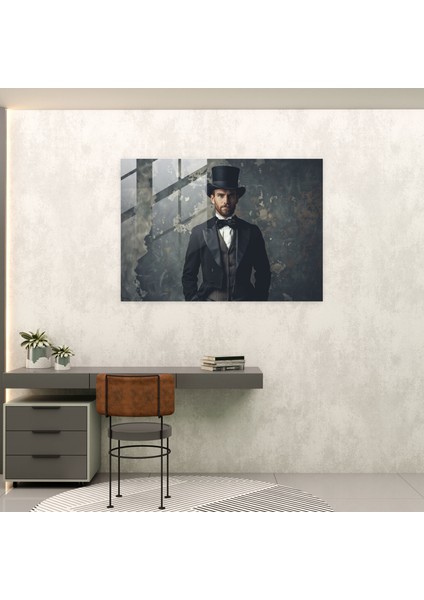 Neoklasizm Cam Sanatı: Özel Takım Elbiseli ve Silindir Şapkalı Muhteşem Beyefendi - Neoklasizm, Modern Sanat, Cam Sanatı, Neoklasizm, 45X30