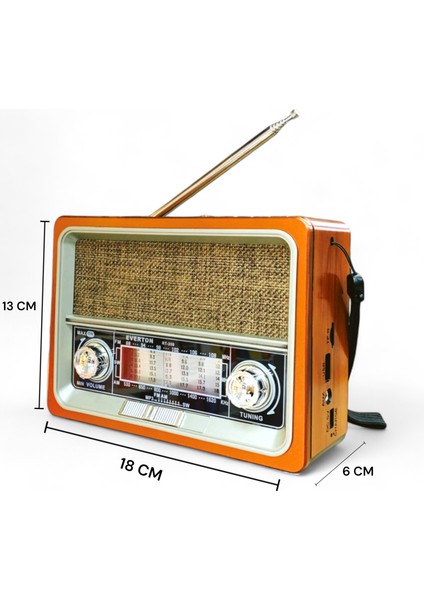 Nostaljik Trend Radyo Solar Güneş Panelli ve Işıklı Mini Radyo