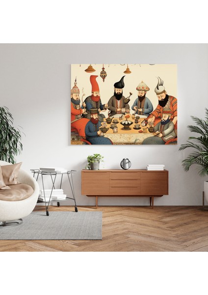 Osmanlı Imparatorluğu Kanvas Tablo - Kaprisli Çay Töreni - Yüksek Kaliteli Duvar Tablosu, 30X30 cm modelleri