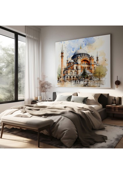 Büyüleyici Ayasofya Kubbesi Kroki Kanvas Tablo, 30X30 cm