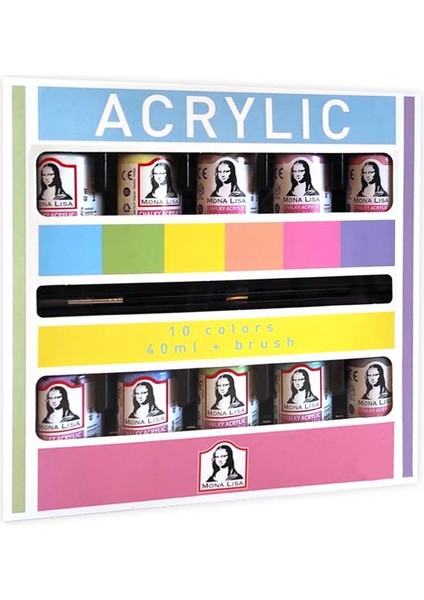 ML122C Monalisa Chalk Akrilik Boya 10 RENKX40ML+FIRÇA Set fiyatları