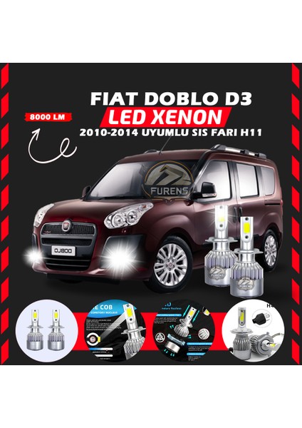 Fiat Doblo D3 2006-2012 Sis Farı Uyumlu Şimşek Etkili LED Xenon Performance Series H11