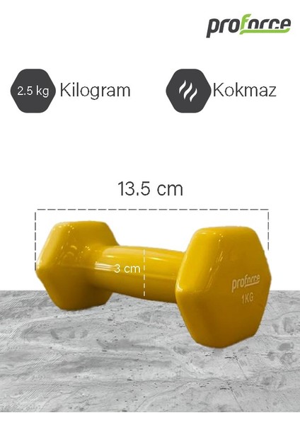 Vdb Dışı Vinil Kaplı Içi Çelik Döküm Ağırlık Dambıl 1 kg -Tek Adet