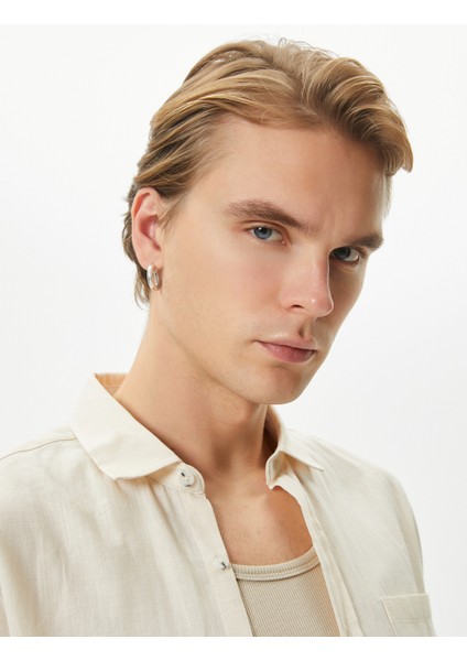 Kısa Kollu Gömlek Slim Fit Klasik Yaka Düğmeli Cep Detaylı