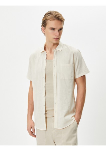 Kısa Kollu Gömlek Slim Fit Klasik Yaka Düğmeli Cep Detaylı modelleri