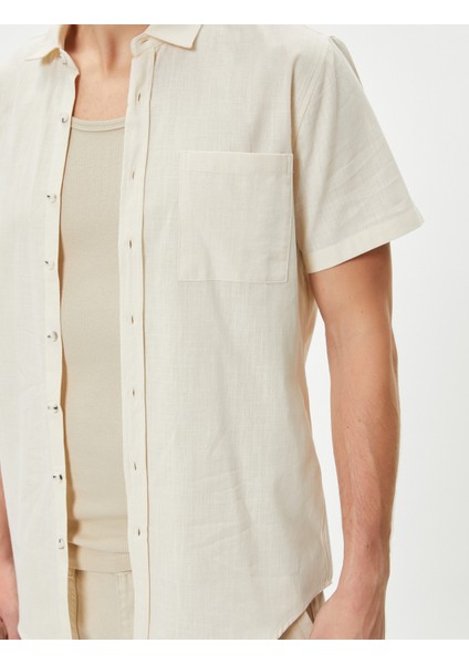 Kısa Kollu Gömlek Slim Fit Klasik Yaka Düğmeli Cep Detaylı indirimleri