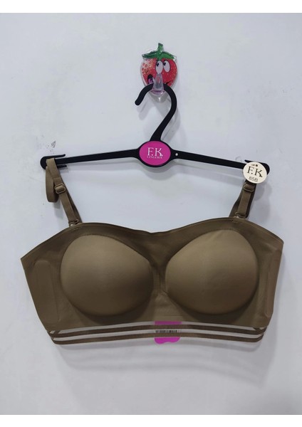 Lazer Kesim Askısı Çıkarılabilir Straplez Haki Sütyen -1240