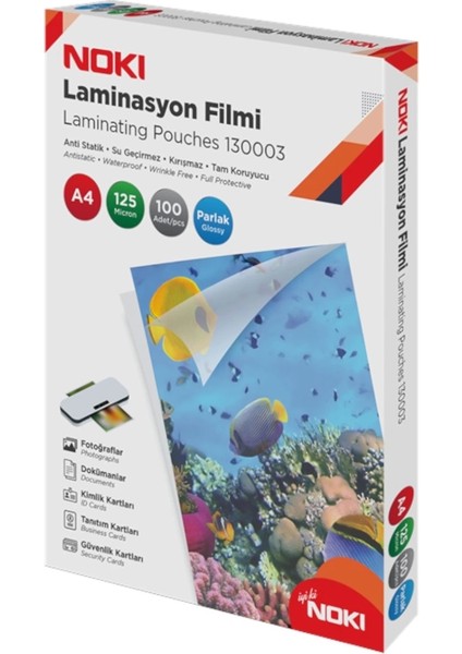 Laminasyon Filmi Parlak 125 Micron A3 (100’LÜ)