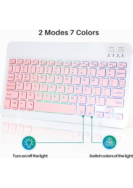 Samsung Galaxy Tab A9 Plus 11 Inç Uyumlu Aydınlatmalı Işıklı Kablosuz Bluetooth Klavye+Mouse Rgb-Set