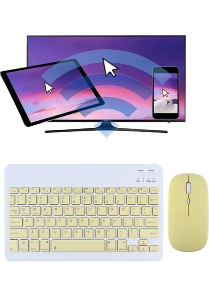 Alfa MEC Apple iPad Pro 13 2024 Uyumlu Kablosuz Bluetooth Klavye+Mouse Set