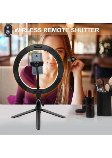 Sabitleyiciler (Tripod) Bluetooth Kumandalı Masa Ayaklı 10 Inç LED Ring Lıght Influencer Youtuber T