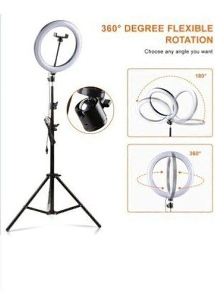 Sabitleyiciler (Tripod) 10"inç Ring Light 120 Ledli 24W LED Işıklı Halka + Yaylı Telefon Tutacağı Y