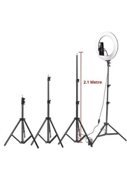 Sabitleyiciler (Tripod) Youtuber LED Işıklı Tripod Selfie Makyaj Işığı Sürekli Ring Light 10 Inç Ha