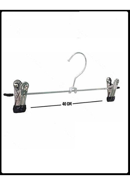 Mandallı Metal Pantolon ve Etek Askısı 40 Cm, 10 Adet