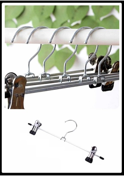 Mandallı Metal Pantolon ve Etek Askısı 40 Cm, 10 Adet