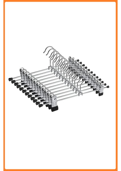 Mandallı Metal Pantolon ve Etek Askısı 40 Cm, 10 Adet