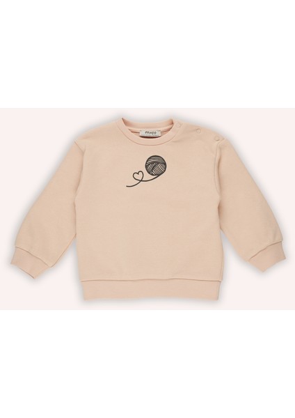 Kız Bebek Kabartma Baskılı Sweatshirt
