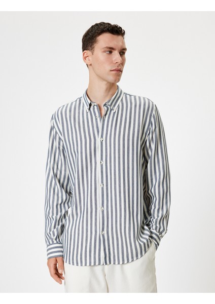 Slim Fit Gömlek Uzun Kollu Düğmeli Yaka Detaylı Pamuk Karışımlı modelleri