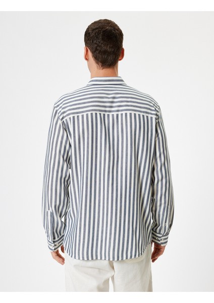 Slim Fit Gömlek Uzun Kollu Düğmeli Yaka Detaylı Pamuk Karışımlı fırsatları