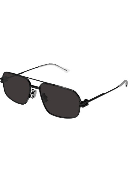 BV1128S 001 Siyah Füme Dikdörtgen Unisex Güneş Gözlüğü 58-17