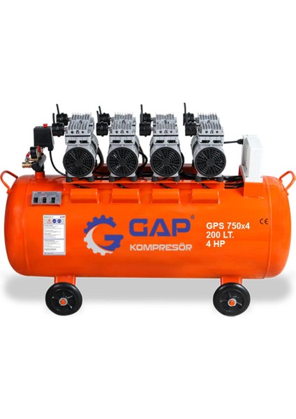2 Yıl Gap | 200 Lt Sessiz ve Yağsız Hava Kompresörü 700-1000 Watt 3 ve Üstü 550-600