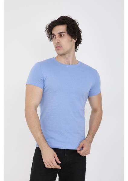 Erkek Basic Düz Bisiklet Yaka Tişört modelleri