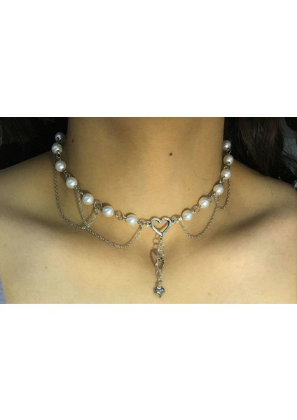 Y2K Fairycore White Angel Tasarım Kalp El Yapımı Inci Kadın Pinterest Kolye fiyatları