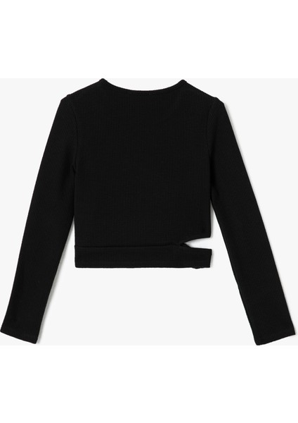 Uzun Kollu Bluz Pencere Detaylı Bisiklet Yaka Kaşkorse fırsatları