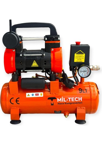 500-1500 Watt 9 Lt Ultra Güçlü Sessiz Yağsız 1 Hp 8 Bar Hava Kompresörü 700 ve Üstü 2 Yıl 10 L 1-1,