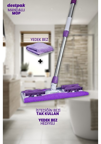 Mandallı Mop - Tüm Bezlerle Uyumlu Kıskaçlı Mop - Yer, Duvar, Tavan - Islak Mendilli Mop